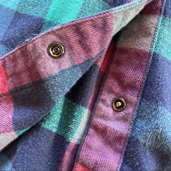 Vintage Merona Sport  Plaid Long Sleeve Women Shirt size M Y2K Green Blue Pink - Picture 7 of 12